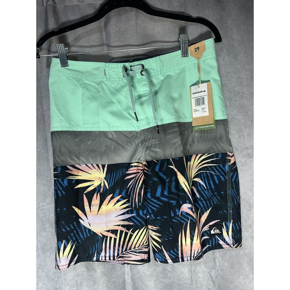 Quiksilver Everyday Panel Youth Board Shorts Beach Glass Pocket Drawcord Sz 29